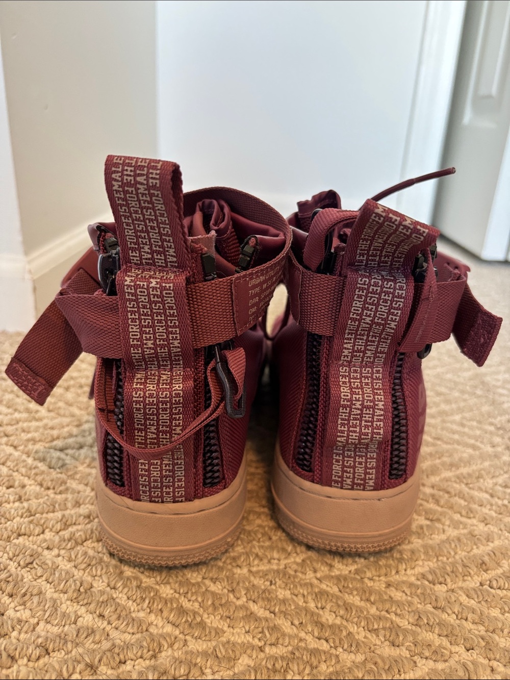 Nike Special Field Air Force 1 High Top Sneakers - Burgundy with Gum Sole - Picture 2 of 5